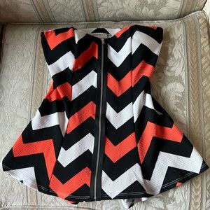 Multicolored peplum tube top. Size S